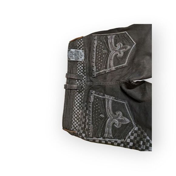 Rock Revival Tilden Alternative Black Jeans Metal Studs Buttons and Rivets 38" - Picture 3 of 7